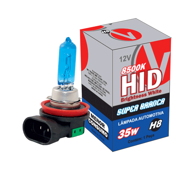LÂMPADA SUPER BRANCA H8 8500K HID AUTOVEX